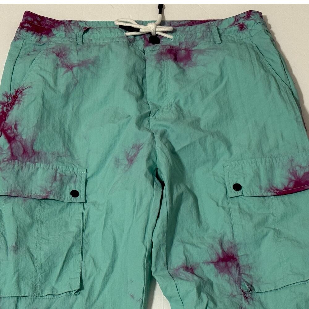 Men's SoleBoy Tie Dye Nylon Cargo Pants, Size M - Picture 3 of 7